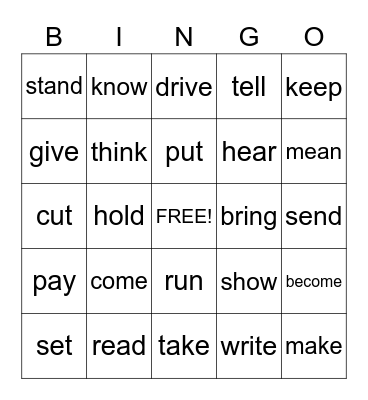 Vocabulary Bingo Card