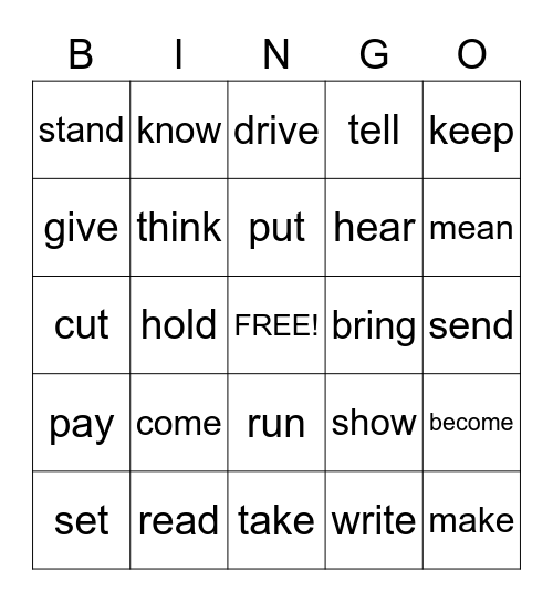 Vocabulary Bingo Card