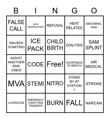 EMS BINGO Card