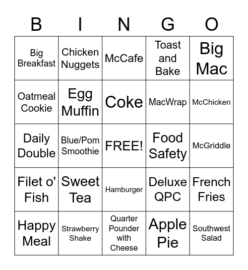 McBingo Card