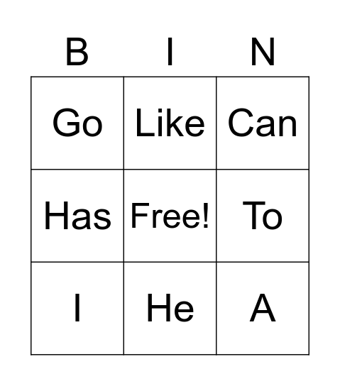 Sight Words, High Frequency Words- Week 1 Bingo Card