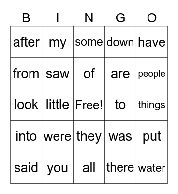 Phonics for Reading  Level 2  Lesson #1-8  Sight Words Bingo Card