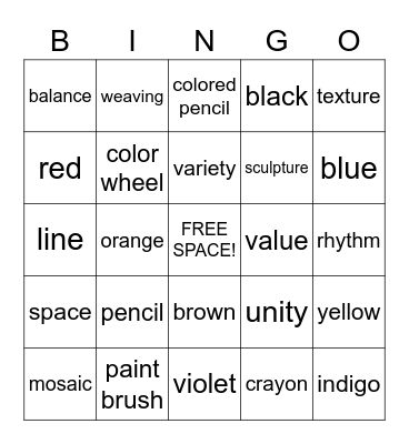 Art Bingo Card