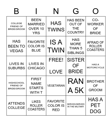Get to know you Bingo Card