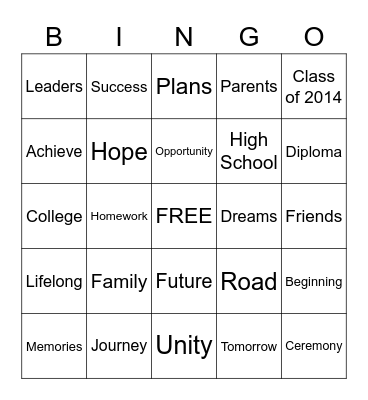 graduation  Bingo Card