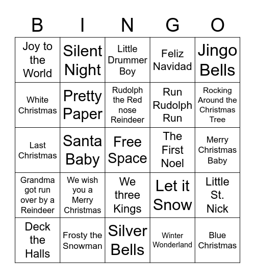 Holiday Bingo Card