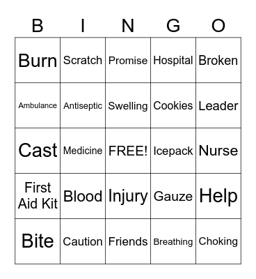 First Aid/Girl Scout Bingo Card