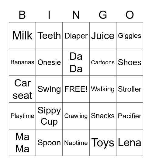 Baby Bingo Card