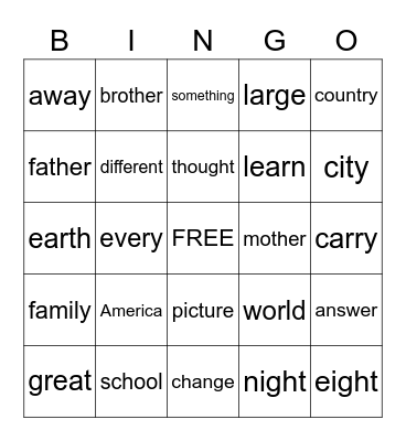 2nd grade trick words (part 2) Bingo Card