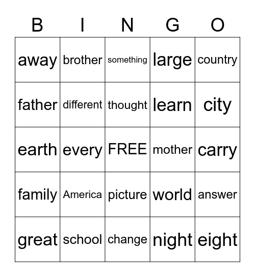 2nd grade trick words (part 2) Bingo Card