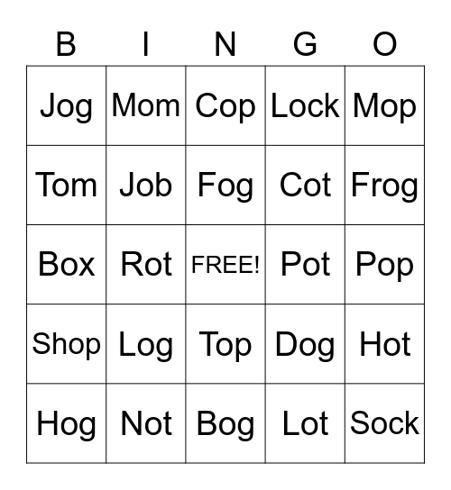 Sight Words Bingo Card