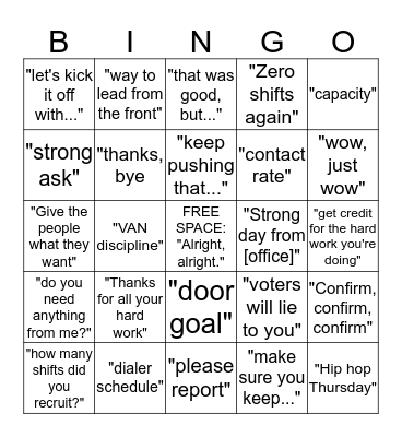 Seth Bingo Card