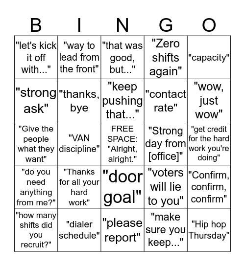 Seth Bingo Card