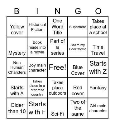 Book Club Bingo Card