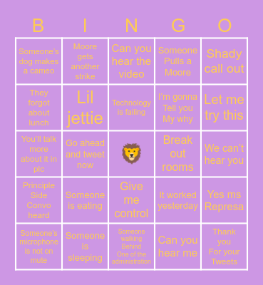 Lewis Zoom BINGO Card