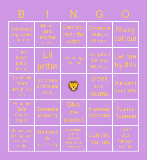 Lewis Zoom BINGO Card