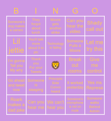 Lewis Zoom BINGO Card