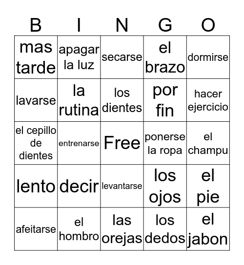 Unidad 2 Bingo Card