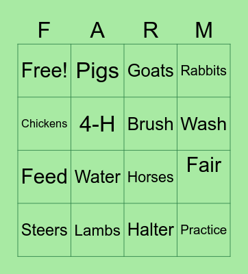 Our Animal Friends- Livestock! Bingo Card