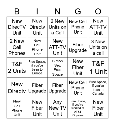 SIMON SEZ Bingo Card