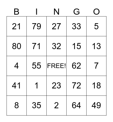 AMYS Bridal Shower BINGO Card