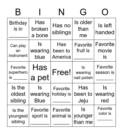 Find Someone Who... Bingo Card