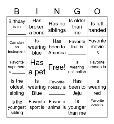 Find Someone Who... Bingo Card
