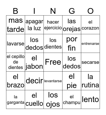 Unidad 2 Bingo Card