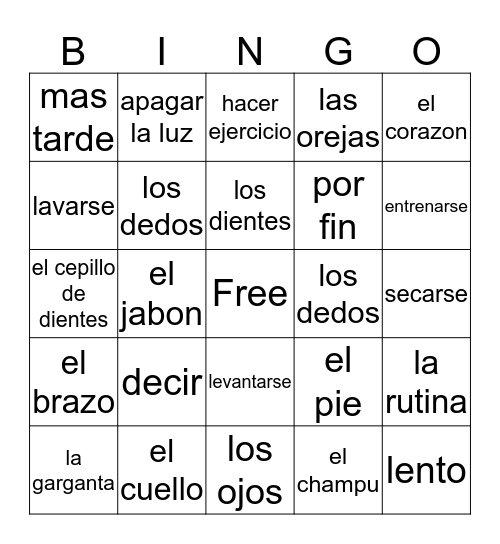 Unidad 2 Bingo Card