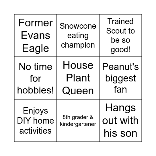 NEW EVANS STAFF Bingo Card