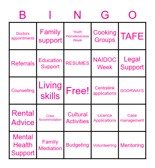 UNITING YOUTH SERVICES Bingo Card