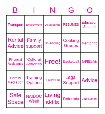 UNITING YOUTH SERVICES Bingo Card