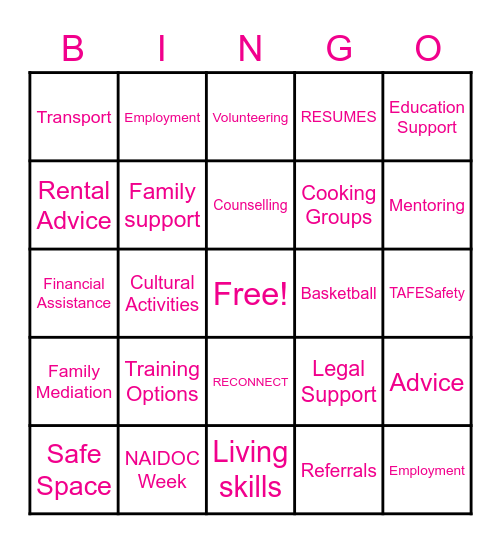 UNITING YOUTH SERVICES Bingo Card