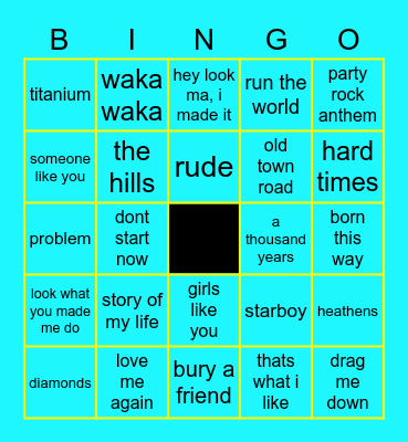 Pop Hits 5 Bingo Card