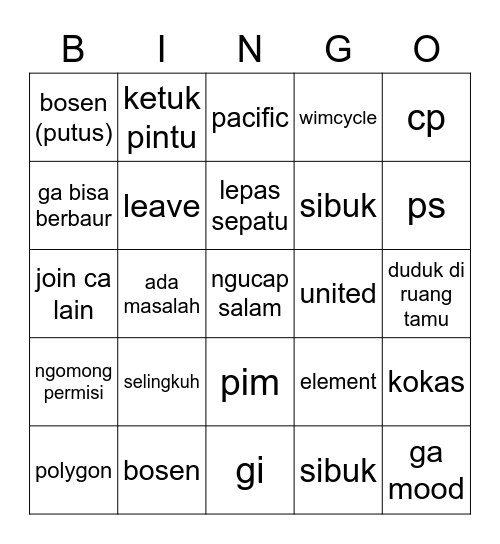 minya Bingo Card