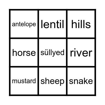 Nature Bingo Card