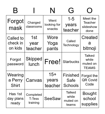 PERRY Bingo Card