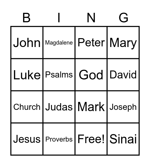 Bible Characters Bingo Card