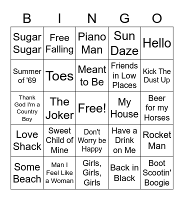 Music Bingo!! Bingo Card