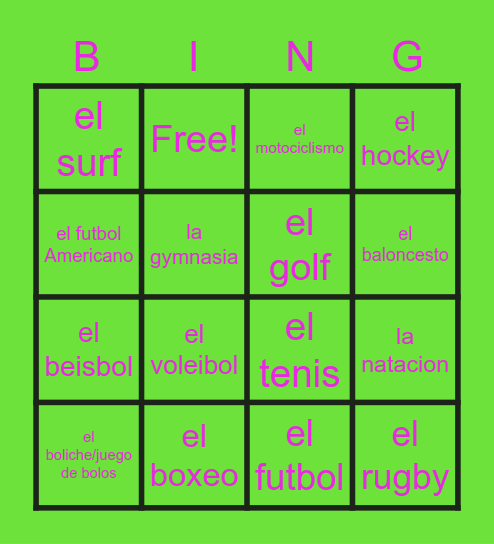 Sports (Spanish) Bingo Card