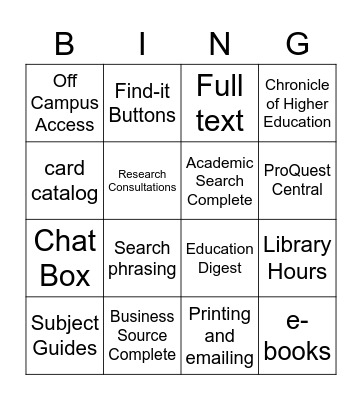 Blackout Bingo Card