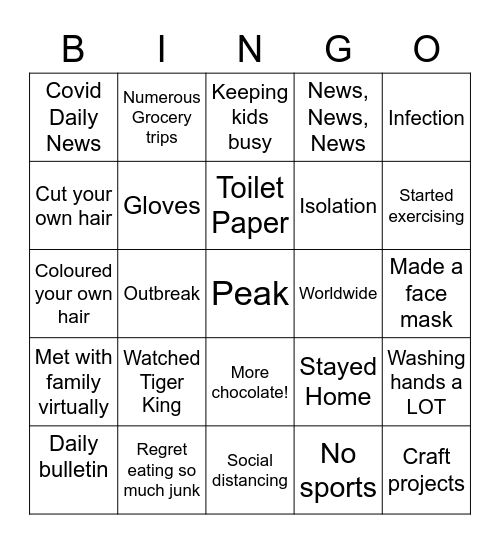 COVID Bingo Card