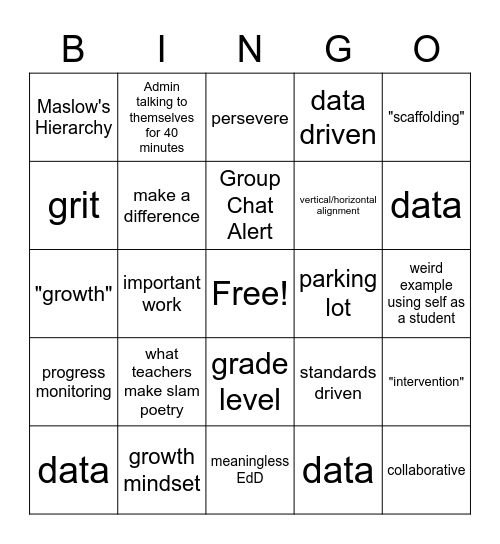 pd bingo Card