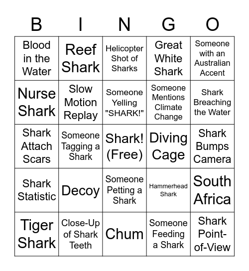 Shark Week Bingo!! Bingo Card