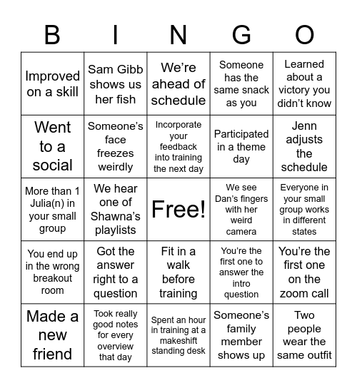 Social Change 101 Bingo Card