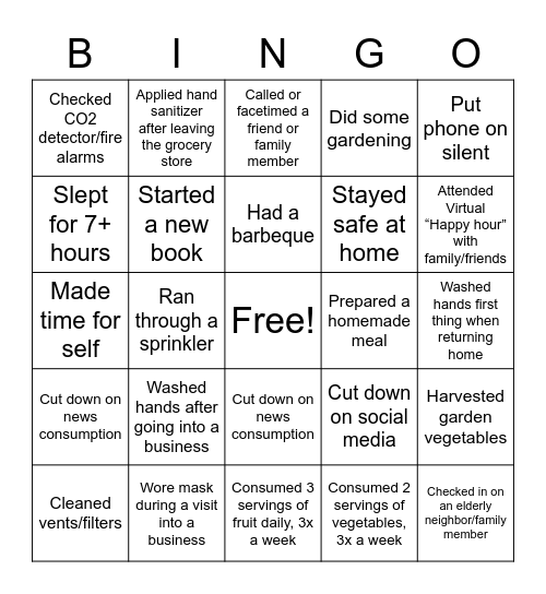 V Wilson Bingo Card