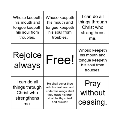 Bible Bingo Card