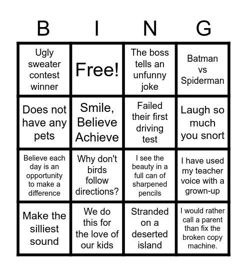 Untitled Bingo Card