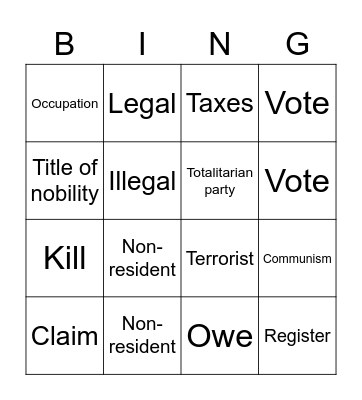N-400 Bingo Card