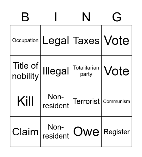 N-400 Bingo Card